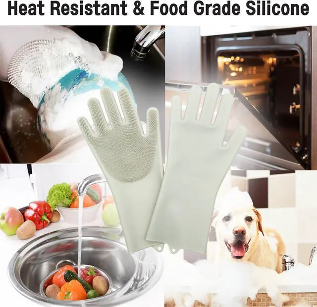 Alt view image 7 of 7 - Silicone Magic Gloves: Ultimate Cleaning Gloves for Dishwashing, Kitchen, Pet, and Car - Heat & Cold Resistant, Non-Slip, Reusable - Eco-Friendly Scrubbing Gloves for Household Cleaning Food Grade