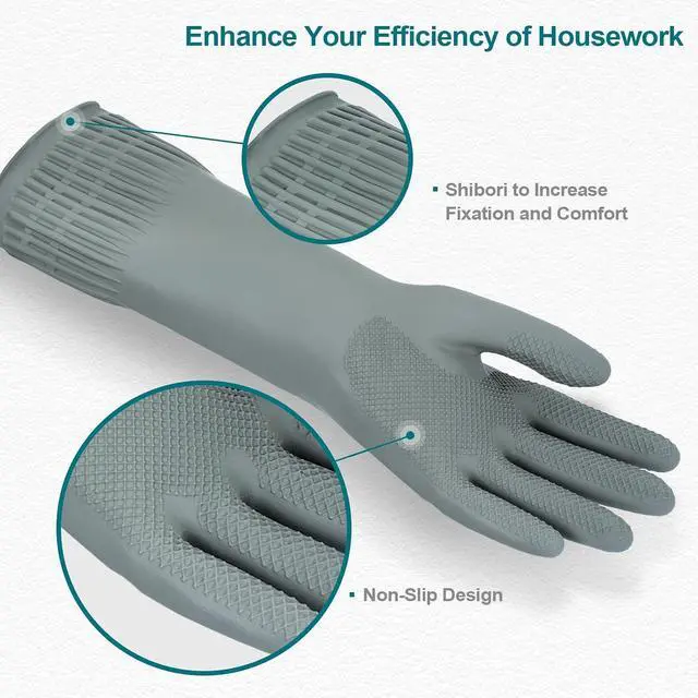 Alt view image 2 of 5 - DABOGOSA MAMISON Reusable Household Dishwashing Cleaning Rubber Gloves, Non-Slip Kitchen Glove (1 Pair)