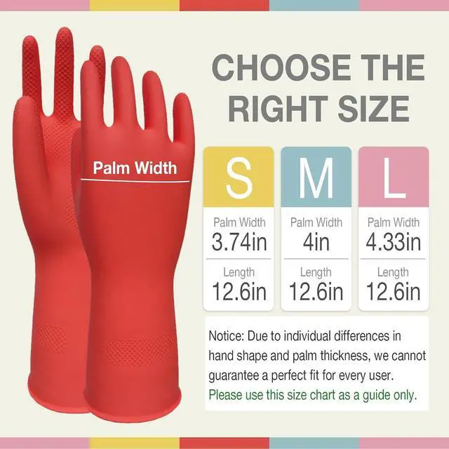 Alt view image 6 of 7 - Rubber Cleaning Gloves Dishwashing 5 Pairs Kitchen Gloves Reusable Medium