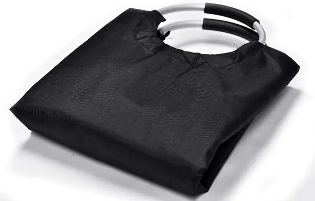 Alt view image 4 of 6 - Handy Laundry Large Collapsible Laundry Basket Hamper 60L Waterproof Oxford Fabric, Durable Foldable Clothes Hamper with Soft Grip Aluminum Handles for Dorm, Bedroom, Home, Black