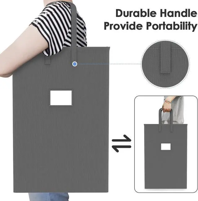 Alt view image 4 of 7 - 75L Large Laundry Hamper with Handles, Dirty Clothes Hamper for Bedroom Waterproof, Freestanding Tall Laundry Basket Waterproof, Hamper for Bedroom, Bathroom, Dorm, Toys Storage(Grey