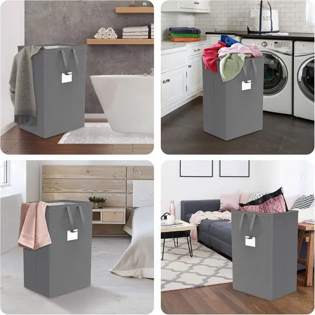 Alt view image 6 of 7 - 75L Large Laundry Hamper with Handles, Dirty Clothes Hamper for Bedroom Waterproof, Freestanding Tall Laundry Basket Waterproof, Hamper for Bedroom, Bathroom, Dorm, Toys Storage(Grey