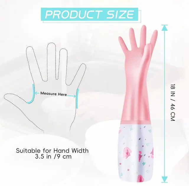 Alt view image 2 of 7 - XJMWXHFC 3Pcs Reusable Dishwashing Gloves, Waterproof Long Cuff Non-Slip Household Gloves With Cotton Lined For Laundry, Cleaning, Working, Gardening