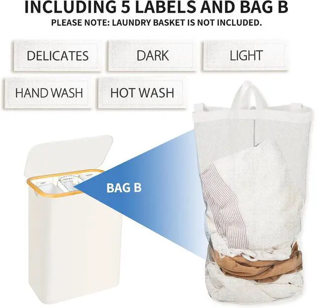 Alt view image 2 of 2 - Laundry Hamper Inner Bag Part B, Suitable for Our Bathola Model-710, 3 Compartment Laundry Hamper 145L, 160L, Beige