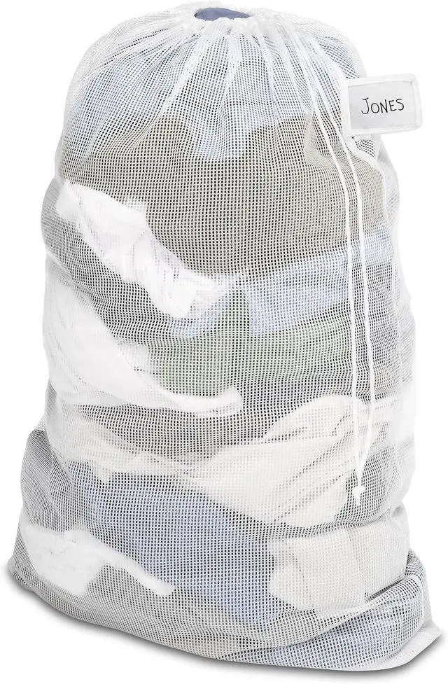 Main image of Whitmor Mesh Laundry Bag w/ID Tag White
