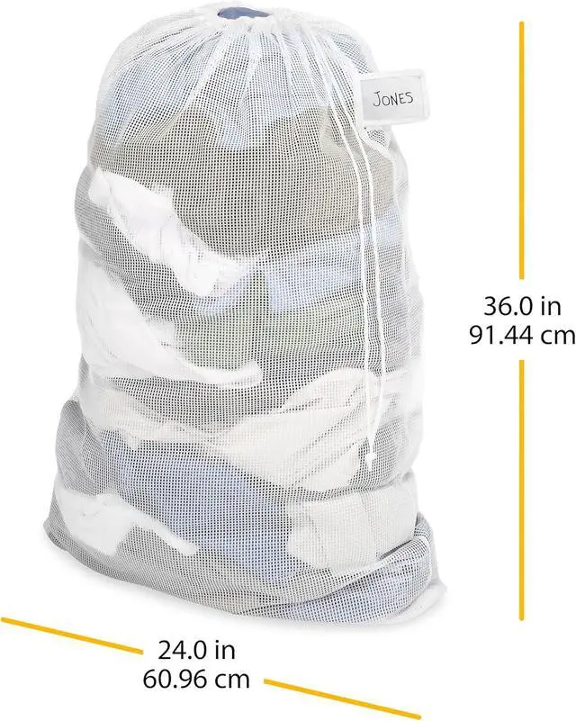 Alt view image 3 of 3 - Whitmor Mesh Laundry Bag w/ID Tag White
