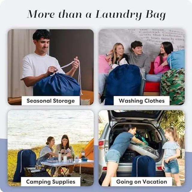 Alt view image 3 of 5 - Laundry Bag - Locking Drawstring Closure and Machine Washable. These Bags will Fit a Laundry Basket or Hamper and Strong Enough to Carry up to Three Loads of Clothes. (Denim)