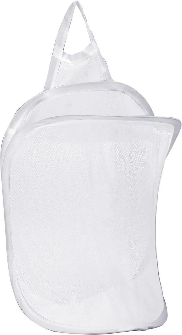 Main image of Mozeat Lens Space-Saving Hanging Laundry Hamper, White, Polyester, Portable, Hangable, Foldable