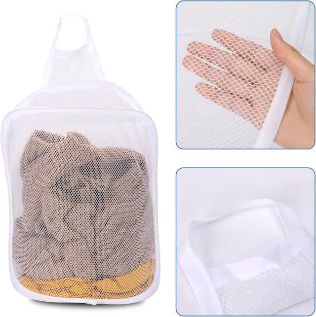 Alt view image 3 of 7 - Mozeat Lens Space-Saving Hanging Laundry Hamper, White, Polyester, Portable, Hangable, Foldable