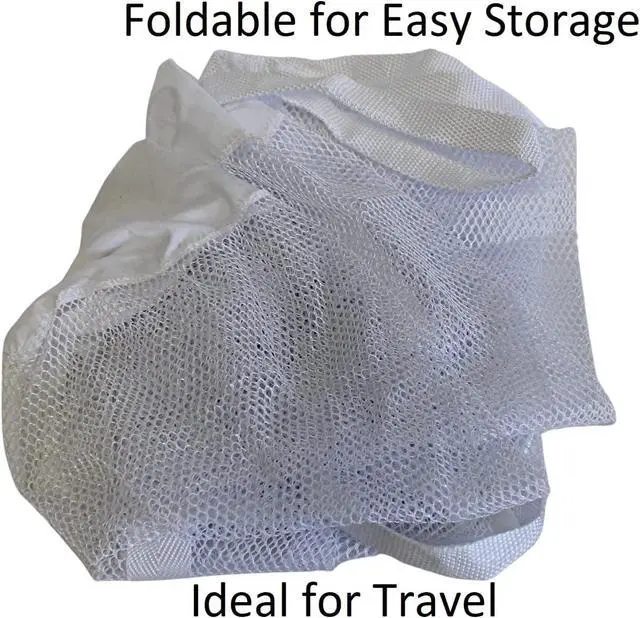 Alt view image 5 of 5 - Large Soft Nylon Mesh Laundry Basket with Handles Portable and Collapsible For Dirty and Clean Laundry Home Travel College Dorm Also Ideal For Toys and Sporting Goods