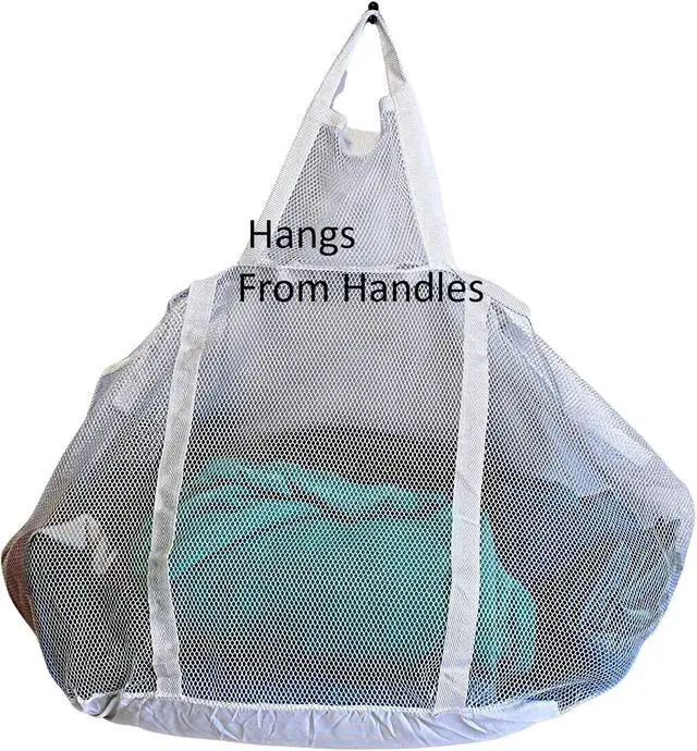 Alt view image 3 of 5 - Large Soft Nylon Mesh Laundry Basket with Handles Portable and Collapsible For Dirty and Clean Laundry Home Travel College Dorm Also Ideal For Toys and Sporting Goods