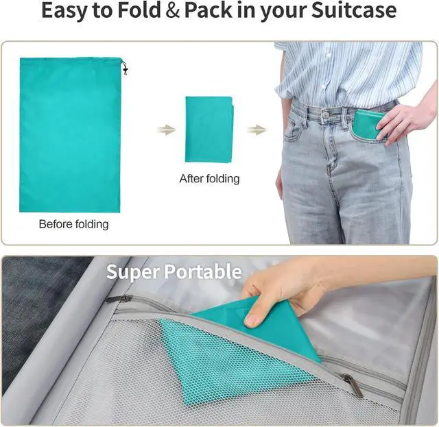 Alt view image 5 of 7 - Travel Laundry Bags 2 Pack - Dirty Clothes Travel Bag for Cruise, 24x36 in