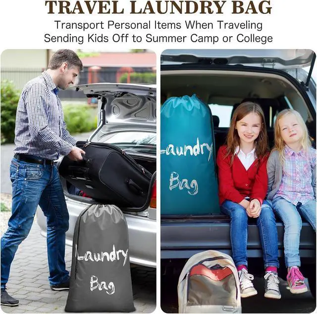 Alt view image 6 of 6 - 2 Pack XL Travel Laundry Bags for Dirty Clothes - Extra Large Heavy Duty Drawstring Laundry Bag Holds 4 Loads - Cruise Ship, Camping, Road Trip, Vacation Essentials Must Haves 2025 2026