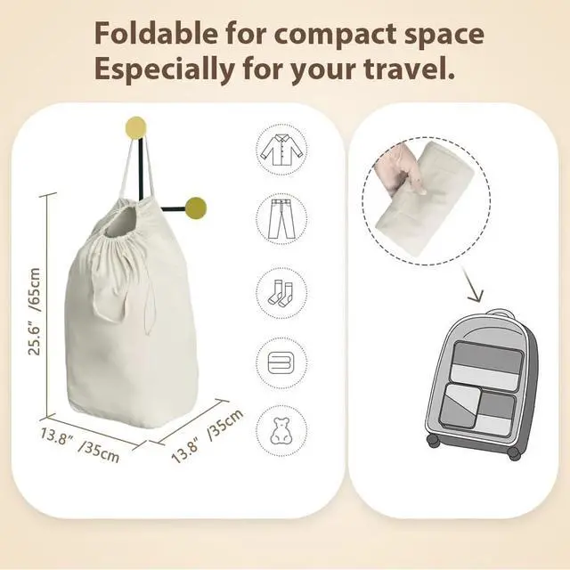 Alt view image 2 of 5 - MCleanPin Washable Laundry Bags with Handles,140L Dirty Clothes Storage Bags for Laundry Hamper and Basket with Liner in College Dorm Travel, 2 Pack (Beige)