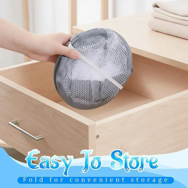 Alt view image 4 of 7 - 2 Pack Mesh Foldable Hanging Laundry Hamper, Small Wall Laundry Baskets Space-Saving Wall Hamper Portable Dirty Clothes Organizer for Home, Dorms, Hotels, RVs Grey White