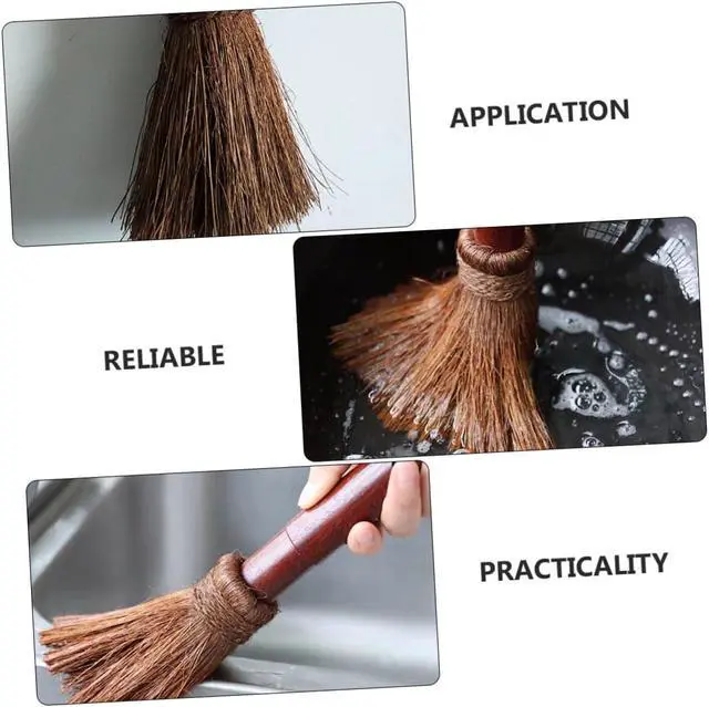 Alt view image 2 of 7 - Mikinona Coconut Fiber Pot Brush Heat Resistant Dish Scouring Brush for Wok Pan Cleaning with Hanging Handle Kitchen Cleaning Tool for Home Restaurant Hotel Use 1 pack