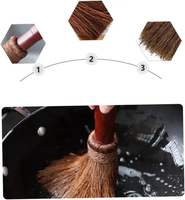 Alt view image 4 of 7 - Mikinona Coconut Fiber Pot Brush Heat Resistant Dish Scouring Brush for Wok Pan Cleaning with Hanging Handle Kitchen Cleaning Tool for Home Restaurant Hotel Use 1 pack