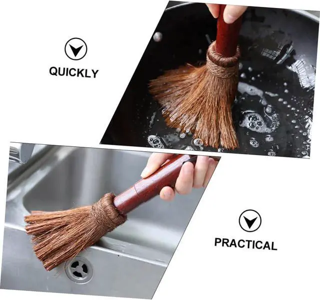 Alt view image 5 of 7 - Mikinona Coconut Fiber Pot Brush Heat Resistant Dish Scouring Brush for Wok Pan Cleaning with Hanging Handle Kitchen Cleaning Tool for Home Restaurant Hotel Use 1 pack