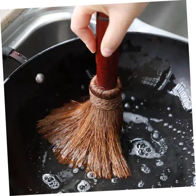 Alt view image 6 of 7 - Mikinona Coconut Fiber Pot Brush Heat Resistant Dish Scouring Brush for Wok Pan Cleaning with Hanging Handle Kitchen Cleaning Tool for Home Restaurant Hotel Use 1 pack