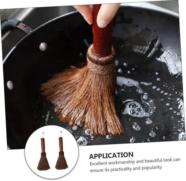Alt view image 7 of 7 - Mikinona Coconut Fiber Pot Brush Heat Resistant Dish Scouring Brush for Wok Pan Cleaning with Hanging Handle Kitchen Cleaning Tool for Home Restaurant Hotel Use 1 pack