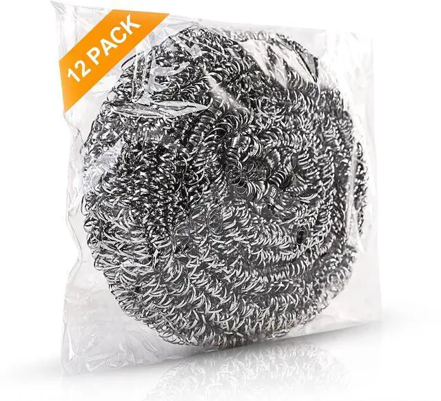 Main image of Steel Wool Scrubber for Burnt & Tough Crusts, Dried Food 12 Pack