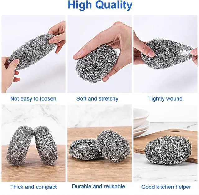 Alt view image 3 of 7 - Steel Wool Scrubber for Burnt & Tough Crusts, Dried Food 12 Pack