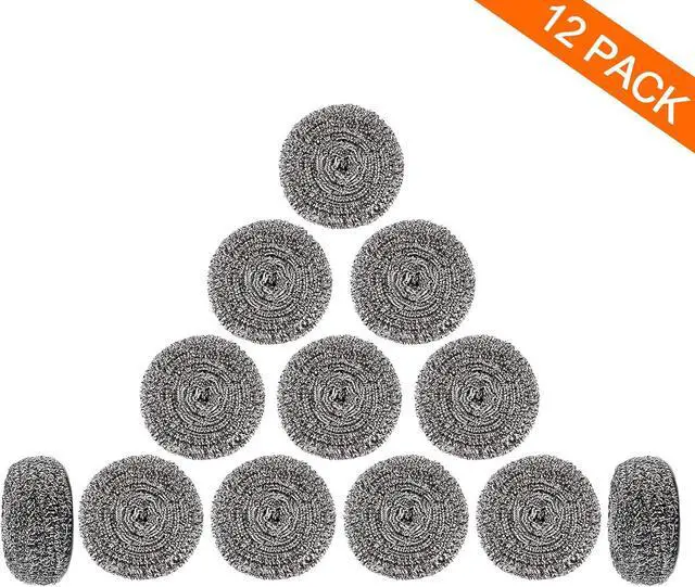 Alt view image 7 of 7 - Steel Wool Scrubber for Burnt & Tough Crusts, Dried Food 12 Pack