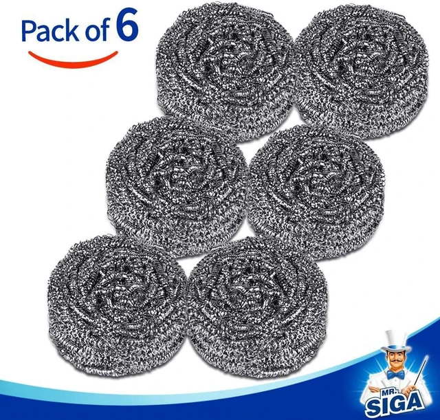 Alt view image 2 of 7 - MR.SIGA Stainless Steel Scourer, Steel Wool Scrubbers, Pack of 6