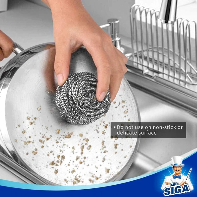 Alt view image 4 of 7 - MR.SIGA Stainless Steel Scourer, Steel Wool Scrubbers, Pack of 6