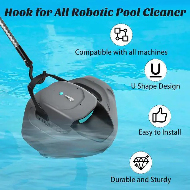 Alt view image 4 of 7 - Hook for All Robotic Pool Cleaner, Keyrank Pool Accessories Hook Customized for Pool Vacuum Robot Including Cordless,Above Ground and Underwater,Attaches to Telescopic Poles
