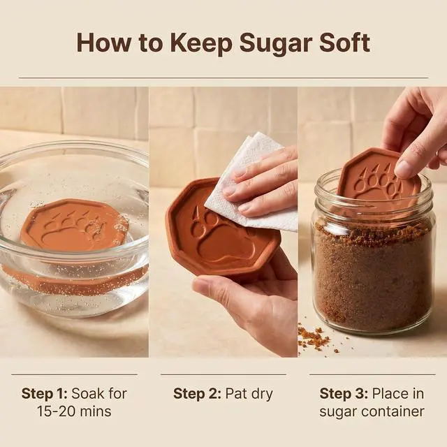 Alt view image 3 of 7 - 4 PCS Brown Sugar Saver Terracotta Bear Paw Disc Softener Desiccant keeper