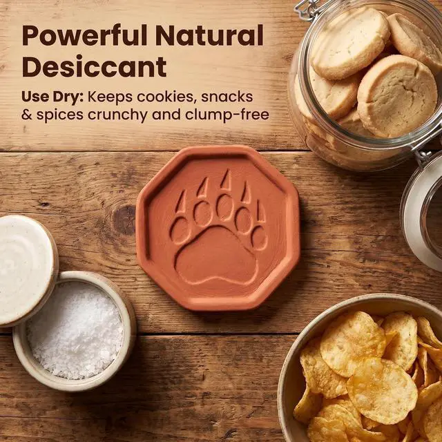 Alt view image 5 of 7 - 4 PCS Brown Sugar Saver Terracotta Bear Paw Disc Softener Desiccant keeper