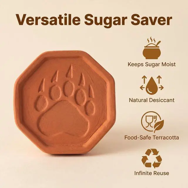Alt view image 2 of 7 - 4 PCS Brown Sugar Saver Terracotta Bear Paw Disc Softener Desiccant keeper