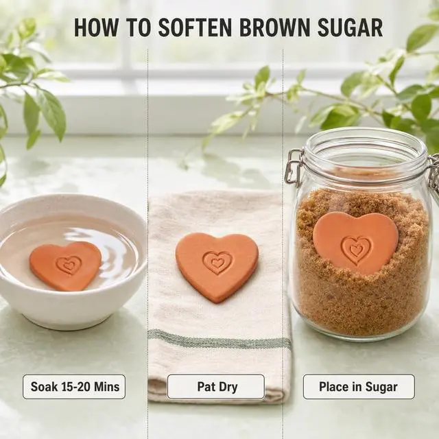 Alt view image 3 of 7 - Terracotta Brown Sugar Saver 4 Pack Heart Shape Softener Desiccant Disc