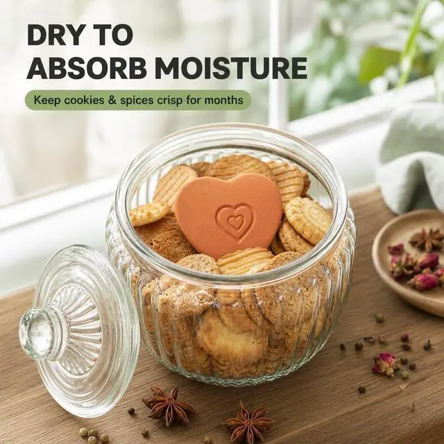 Alt view image 4 of 7 - Terracotta Brown Sugar Saver 4 Pack Heart Shape Softener Desiccant Disc