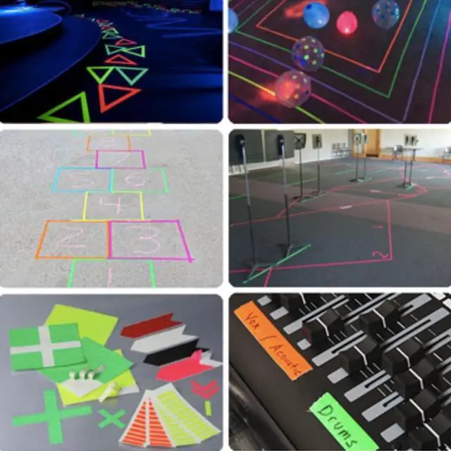 Alt view image 7 of 7 - Fluorescent Green Gaffer Tape Neon Green Gaffers Spike Tape Black Light UV Reactive Fluorescent Spike Tape for Stage,Party Play Grid Floors Color Coding Art Crafts(1IN x 33 Feet) (Green)