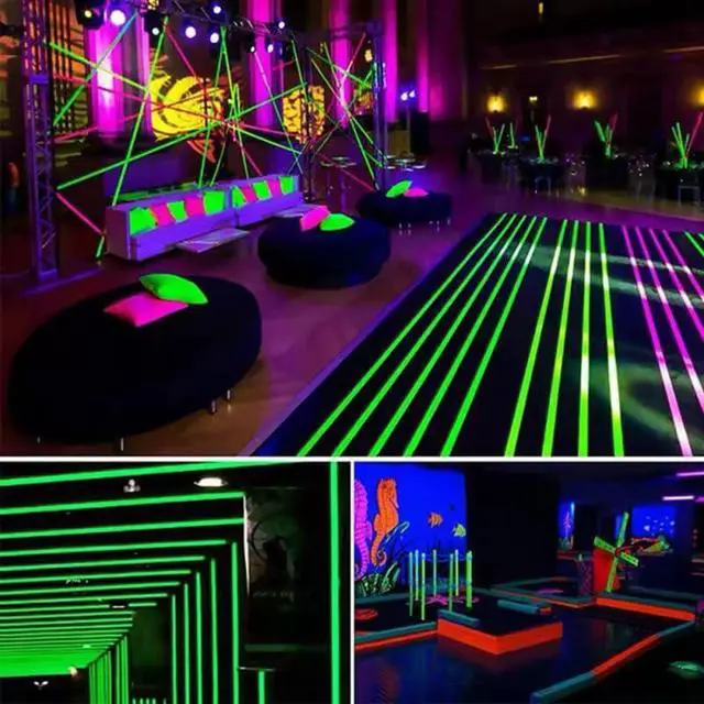 Alt view image 6 of 6 - AISEY Neon Gaffer Cloth Tape, Fluorescent Colors Pro Gaff Tape UV Blacklight Tape for UV Party 0.6 inch x 16.5 feet, 5 Pack