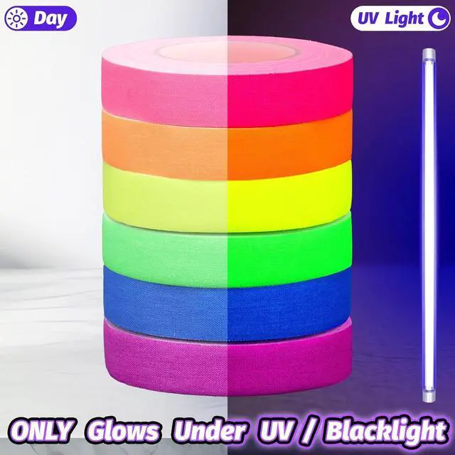 Alt view image 3 of 7 - 6 Colors Glow Neon Gaffer Cloth Tape, 35 FT X 0.6 IN UV Black Light Tape