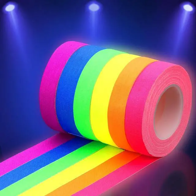Main image of 6 Colors Glow Neon Gaffer Cloth Tape, 35 FT X 0.6 IN UV Black Light Tape