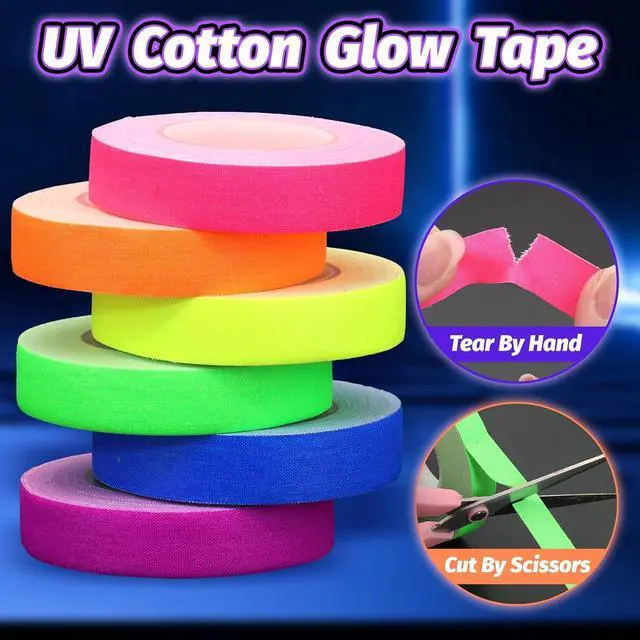 Alt view image 4 of 7 - 6 Colors Glow Neon Gaffer Cloth Tape, 35 FT X 0.6 IN UV Black Light Tape