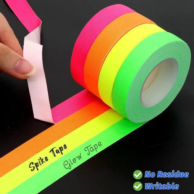 Alt view image 5 of 7 - 6 Colors Glow Neon Gaffer Cloth Tape, 35 FT X 0.6 IN UV Black Light Tape