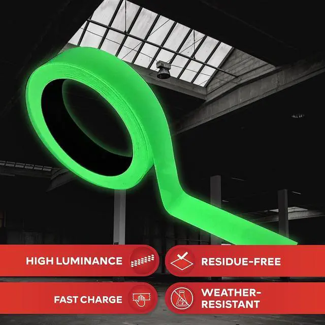 Alt view image 7 of 7 - XFasten Glow in the Dark Tape, Yellow/Green, 1-Inch x 30-Foot Photo-Luminescent Glow Dark Duct Tape