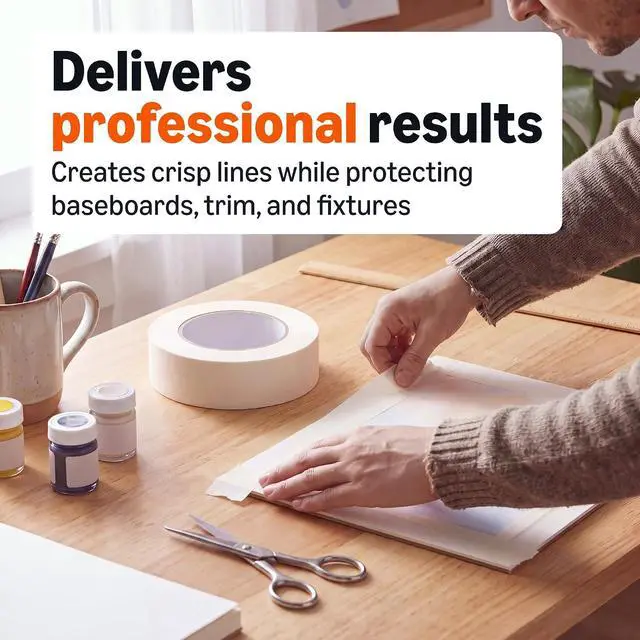 Alt view image 3 of 5 - Amazon Basics Multi-Surface Masking Tape for Labeling, 1.41" x 60 Yards, Beige, 1 Roll