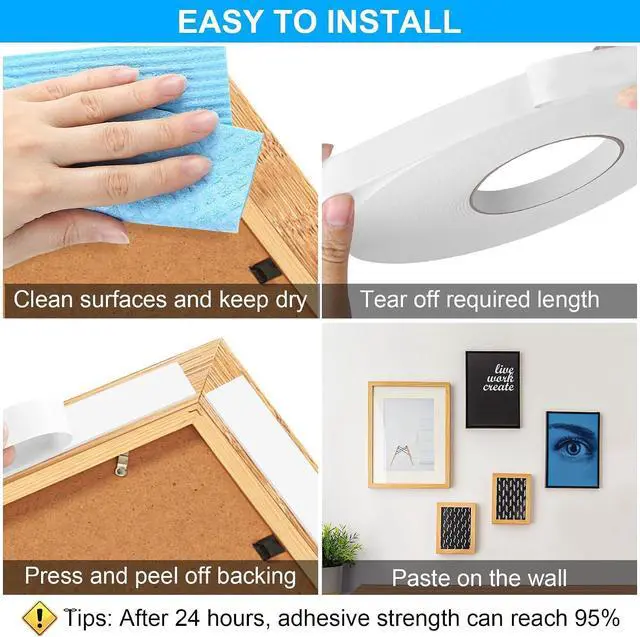 Alt view image 5 of 7 - ToLanbbt Double Sided Foam Tape 1.18In x 33FT, Mounting Tape Heavy Duty, Strong Adhesive Weatherproof Seal Strips for DIY Craft Picture Poster, Car & Gap Filling Mountings, Home Office Decor (White)