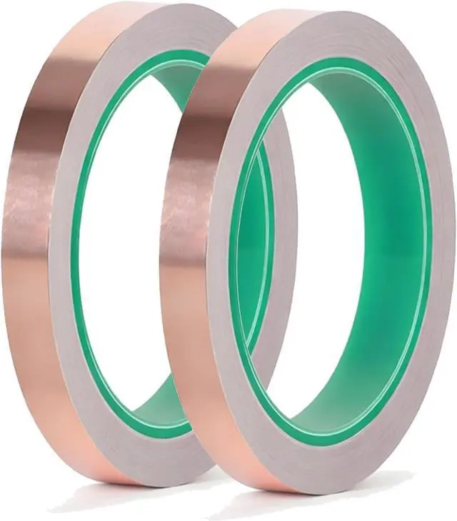 Main image of 2 Rolls Copper Foil Tape, 1/4 Inch x 21.8 Yards Double-Sided Conductive Adhesive Copper Tape for EMI Shielding, Stained Glass, Paper Circuits, Soldering, Electrical Repairs and Grounding