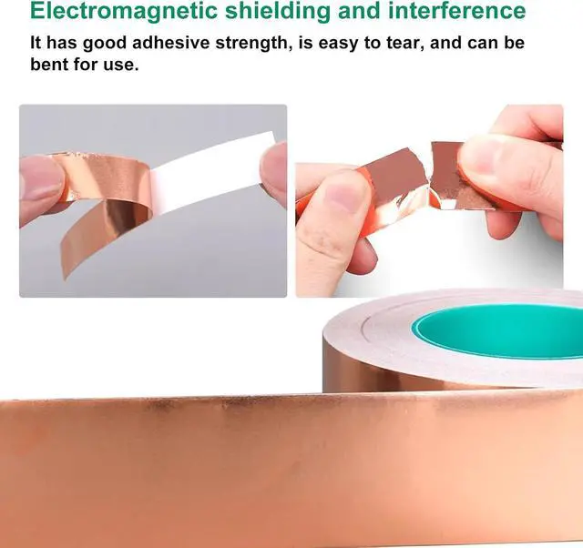 Alt view image 4 of 6 - 2 Rolls Copper Foil Tape, 1/4 Inch x 21.8 Yards Double-Sided Conductive Adhesive Copper Tape for EMI Shielding, Stained Glass, Paper Circuits, Soldering, Electrical Repairs and Grounding