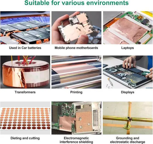 Alt view image 6 of 6 - 2 Rolls Copper Foil Tape, 1/4 Inch x 21.8 Yards Double-Sided Conductive Adhesive Copper Tape for EMI Shielding, Stained Glass, Paper Circuits, Soldering, Electrical Repairs and Grounding