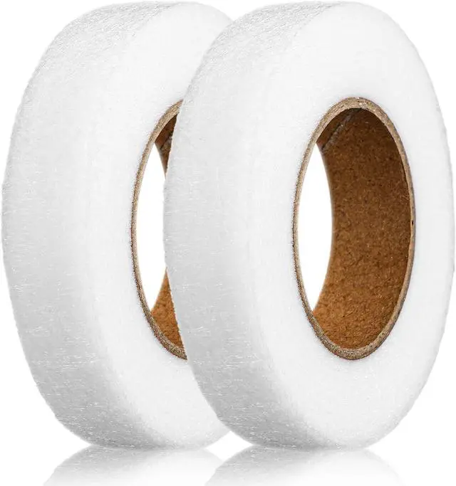 Main image of Skrfren 2 Rolls Hem Tape Iron-On Adhesive, No Sew Hemming Tape, 0.6in x 27yd No-Sew Extra Strong Hemming Tapes for Pants Clothes Dresses Curtains Fabric Crafting Projects (White)