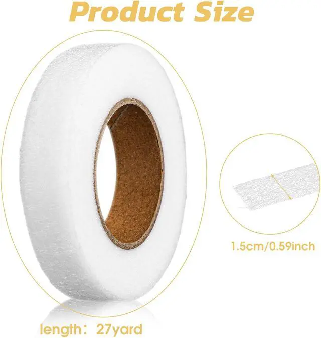 Alt view image 2 of 7 - Skrfren 2 Rolls Hem Tape Iron-On Adhesive, No Sew Hemming Tape, 0.6in x 27yd No-Sew Extra Strong Hemming Tapes for Pants Clothes Dresses Curtains Fabric Crafting Projects (White)