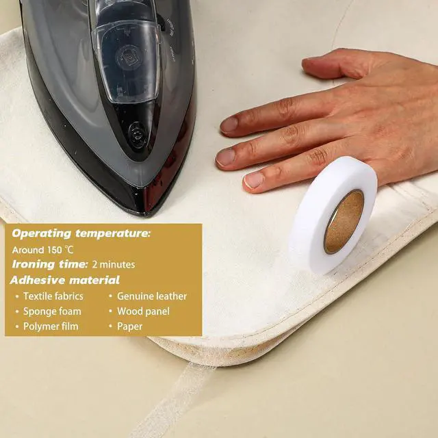 Alt view image 6 of 7 - Skrfren 2 Rolls Hem Tape Iron-On Adhesive, No Sew Hemming Tape, 0.6in x 27yd No-Sew Extra Strong Hemming Tapes for Pants Clothes Dresses Curtains Fabric Crafting Projects (White)